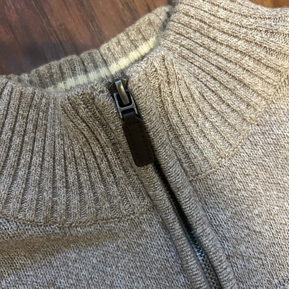 Dockers Tan Quarter Zip-Up Pullover Sweater Men’s Size Large Cotton - Picture 4 of 8